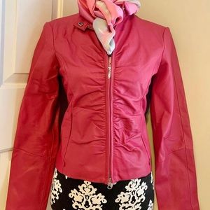 Leather hot pink jacket